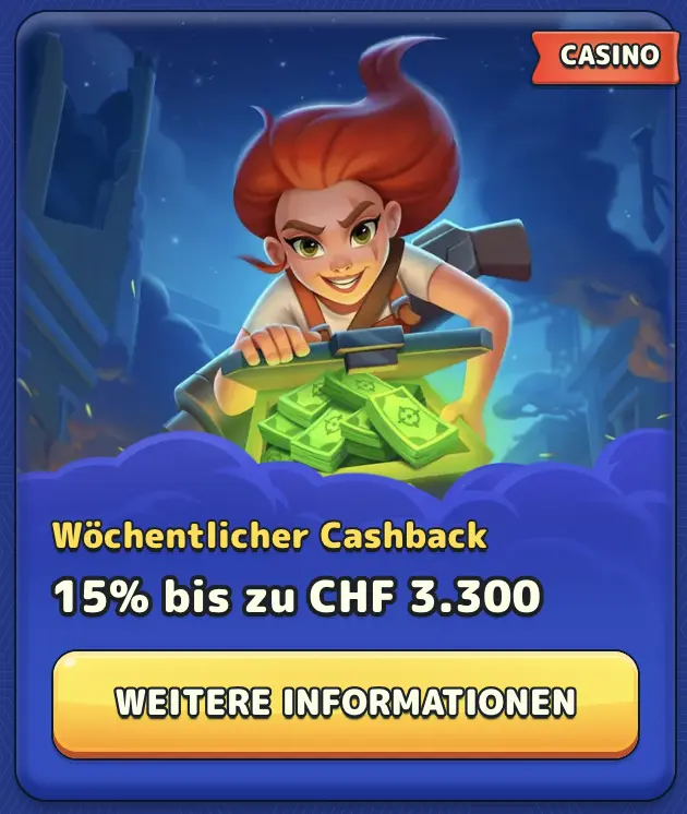 Pistolo Casino Cashback Schweiz Pistolo Wöchentlicher Cashback bis CHF 3.300